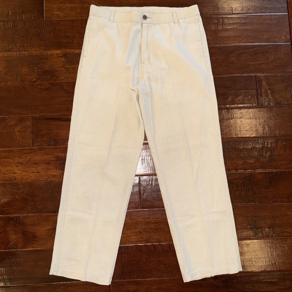 Paradise Collection Other - Paradise  Collection Pants Linen Blend Pants Straight Leg Cream Sz Medium 34x31